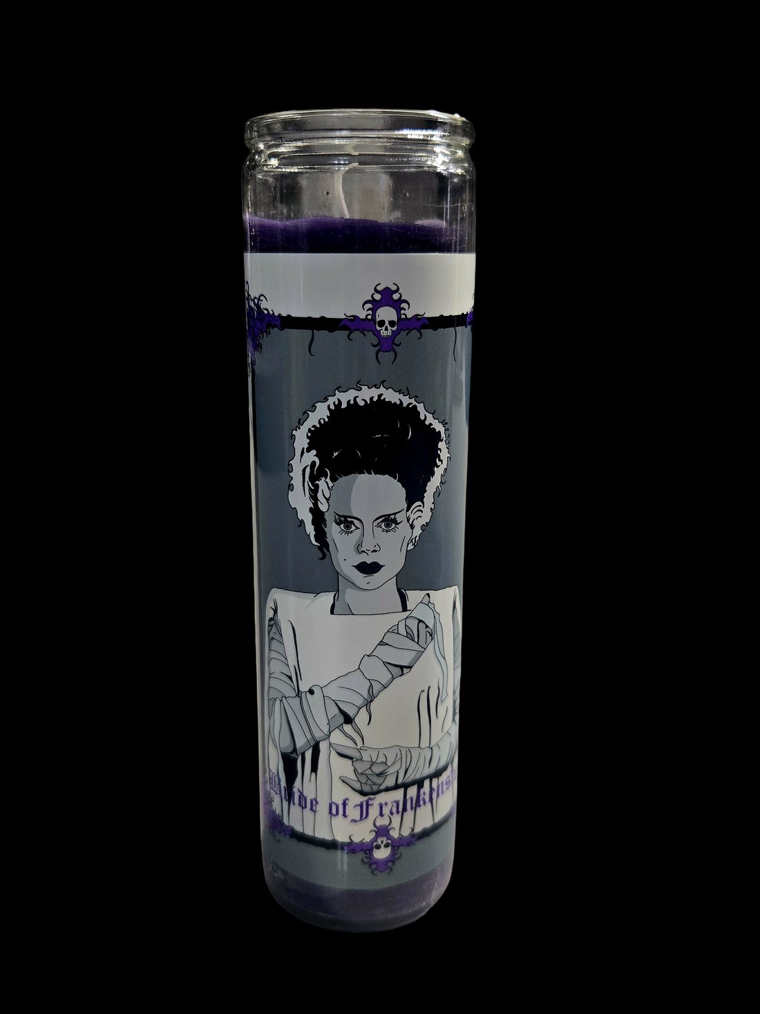 Bride of Frankenstein — a prayer candle from Shattering Expectations (Chris Stone Art).