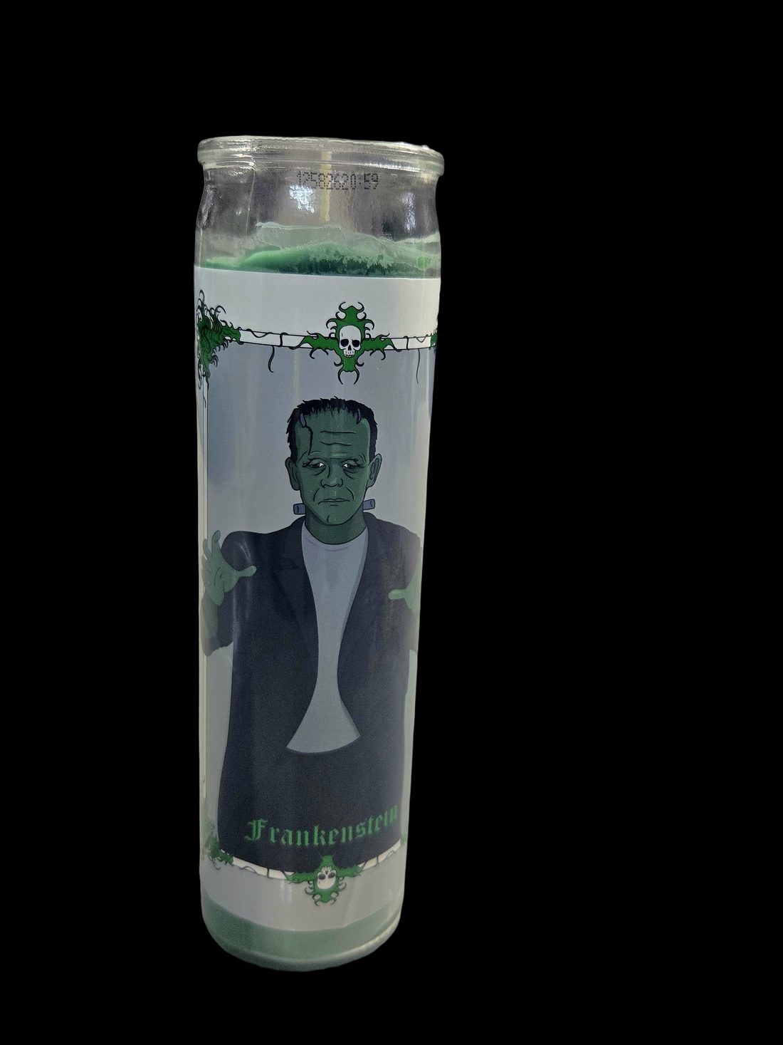 Frankenstein — a prayer candle from Shattering Expectations (Chris Stone Art).