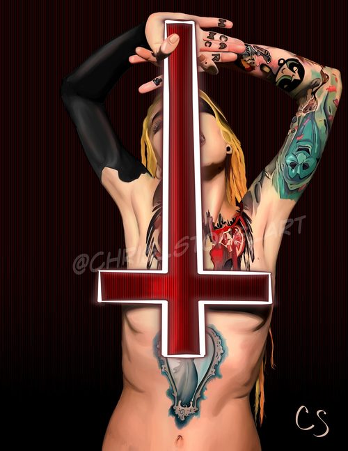 Lena Scissorhands Inverted Cross — a art print from Shattering Expectations (Chris Stone Art).