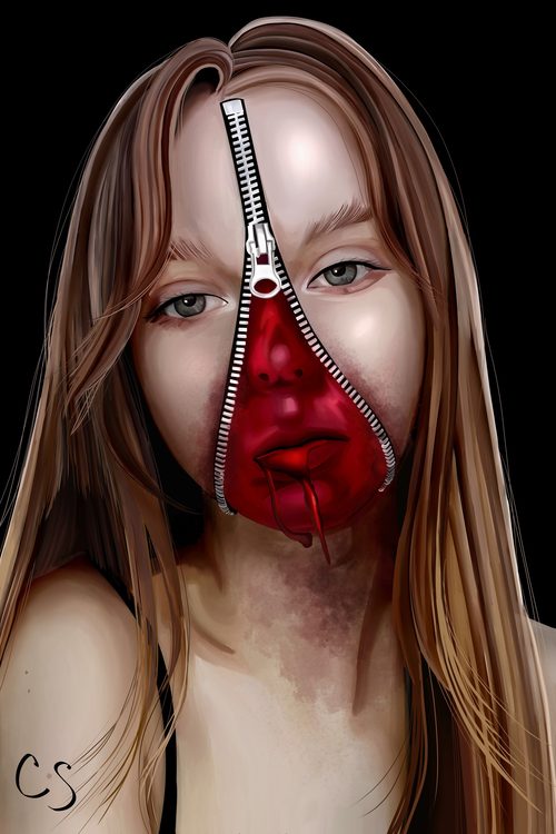 Zipper Face — a art print from Shattering Expectations (Chris Stone Art).