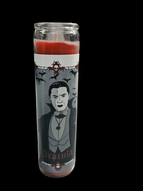 Dracula — a prayer candle from Shattering Expectations (Chris Stone Art).